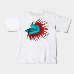 Crowntail betta fish cartoon illustration Kids T-Shirt